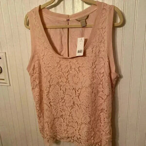 Banana Republic - Pink Lace Tank Top, Size L (NWT)